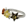 Multicolor Amber Sterling Silver Star Ring