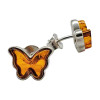 Butterfly Cognac Amber Stud Earrings