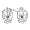 Bird In A Cage Amber Silver Earrings
