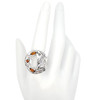 Wolf Moon Cognac Amber Sterling Silver Adjustable Ring