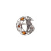 Wolf Moon Cognac Amber Sterling Silver Adjustable Ring