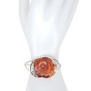 Rose Cognac Amber Silver Cuff Bracelet