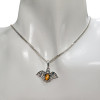 Bat Cognac Amber Silver Pendant