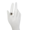 Green Amber Sterling Silver Celtic Moon Ring