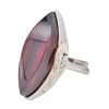 Cherry Faceted Shape Of Amber Silver Adjustable Ring
