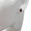 Owl Cognac Amber Sterling Silver Stud Earrings