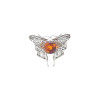Butterfly Cognac Amber Silver Adjustable Ring