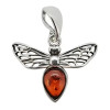Bee Cognac Amber Silver Pendant