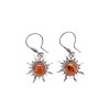 Sun Cognac Amber Silver Earring On Hooks