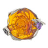 Handmade Amber Rose Adjustable Silver Ring