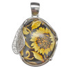 Cameo Amber Sunflower Silver Leaf Design Pendant