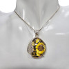 Cameo Amber Sunflower Silver Leaf Design Pendant