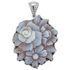 Italian Cameo Shell Silver Flower Pendant