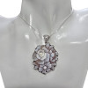 Italian Cameo Shell Silver Flower Pendant