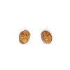 Cognac Amber Sterling Silver Stud Earrings