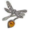 Cognac Amber .925 Silver Dragonfly Adjustable Ring
