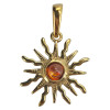 Cognac Amber 14K Gold Plated Silver Sun Pendant