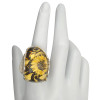 Sunflower Amber Cameo Sterling Silver Adjustable Ring