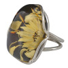Sunflower Amber Cameo Sterling Silver Adjustable Ring