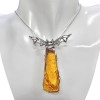 Cognac Amber Sterling Silver Handmade Bat Pendant