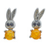 Cognac Amber Sterling Silver Bunny Stud Earrings