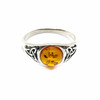 Celtic Cognac Amber Sterling Silver Ring