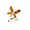 Cognac Amber .925 Silver Adjustable Butterfly Ring