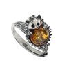 Hedgehog Cognac Amber Sterling Silver Adjustable Ring