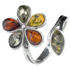 Multi-Color Amber Adjustable Flower Ring