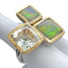 Ammolite/Aquamarine Sterling Silver Adjustable Ring