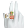 Ammolite/Aquamarine Sterling Silver Adjustable Ring