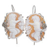 Italian Shell Cameo Silver Angel/Cherub Earrings On Hooks