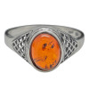 Cognac Amber Sterling Silver Ring (R-CG-2032)