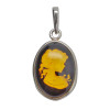 Cameo Amber Sterling Silver Lady Pendant