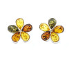 Flower Multicolor Amber Stud Earrings