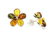 Flower Multicolor Amber Stud Earrings