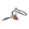 Cognac Amber Sterling Silver Arrow Adjustable Ring