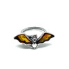 Cognac Amber Sterling Silver Bat Adjustable Ring
