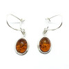Cognac Amber Silver Earrings On Hooks
