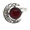 Cherry Amber Silver Celtic Moon Ring