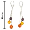 Multicolor Amber Dangle Earrings On Hooks