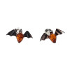 Bat Cognac Amber Silver Earrings