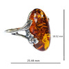 Cognac Amber Delicate Floral Silver Work Ring