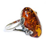Cognac Amber Delicate Floral Silver Work Ring