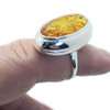 Dark Cognac Amber .925 Silver Locket (Poison) Ring