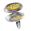 Dark Cognac Amber .925 Silver Locket (Poison) Ring