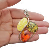 Handmade Multicolor Amber Sterling Silver Pendant