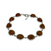 Cognac Amber Sterling Silver Link Bracelet (BR-CG-2919-A)