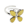 Butterscotch Baltic Amber Sterling Silver Butterfly Ring Teardrop Shape Stones