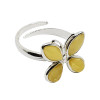 Butterscotch Baltic Amber Sterling Silver Butterfly Ring Teardrop Shape Stones